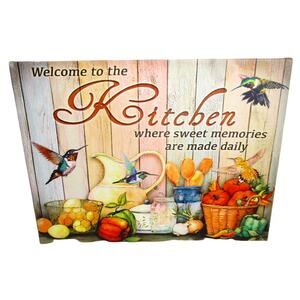 Rustic Wall Art "Welcome to the Kitchen" Farmhouse Decor Matted Ready to Hang